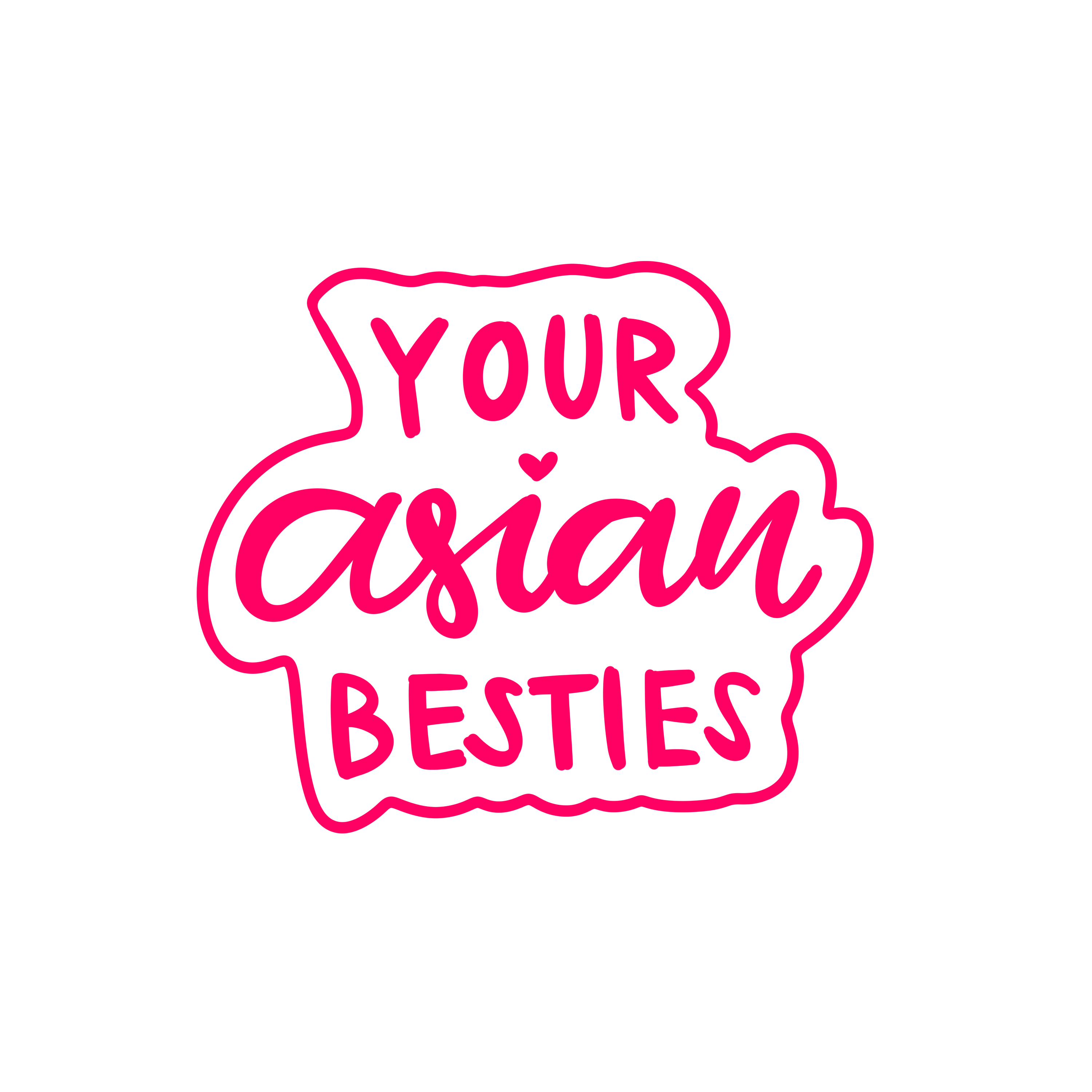 Your Asian Besties logo written in dark pink marker handwritten font